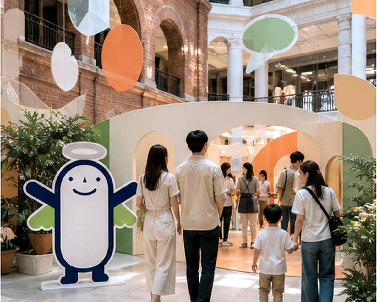 中環街市惜食五感體驗入口，參加者與米仔裝置互動